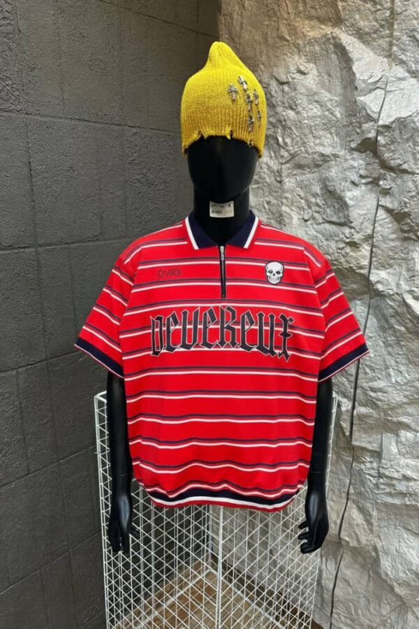 striped zip polo shirt
