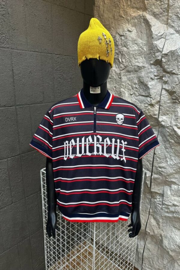 striped zip polo shirt