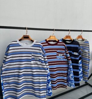 Striped layered long-sleeve shirts (multiple colors)