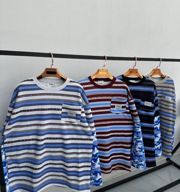Striped layered long-sleeve shirts (multiple colors)
