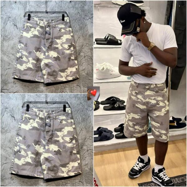 Grey camouflage shorts