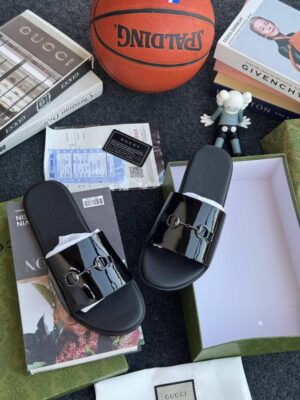 Gucci-style black slides