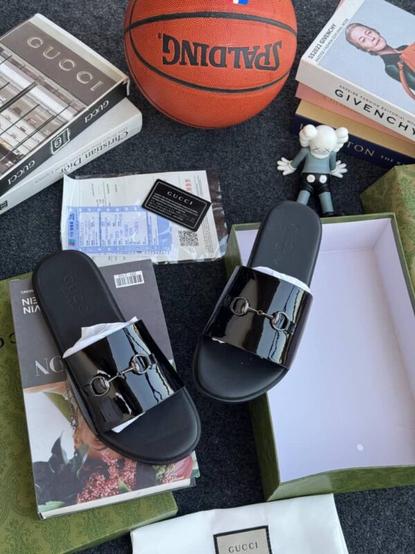 Gucci-style black slides