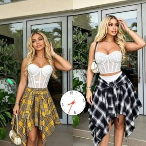 Corset + plaid skirt outfits