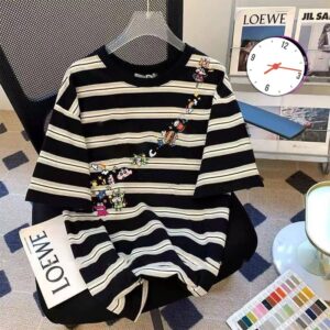 WhatsApp Image 2026-05-03 at 09.11.16 (4) Striped cartoon tee + shorts set