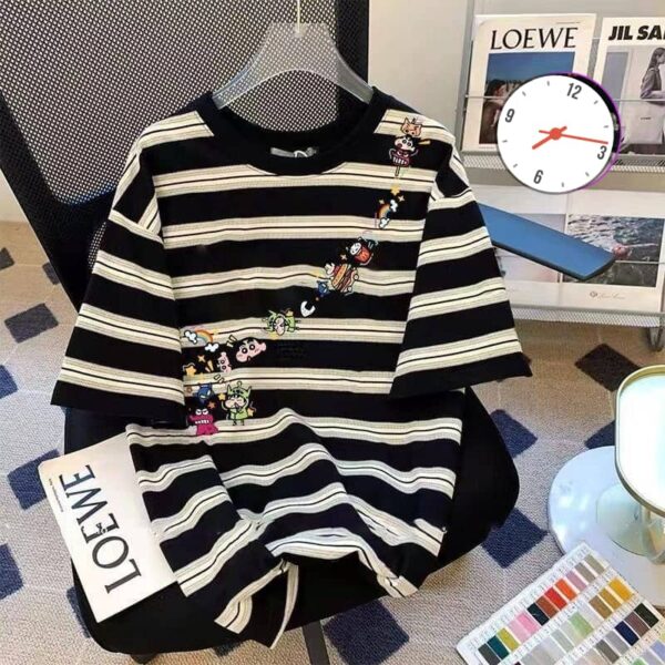 Striped cartoon tee + shorts set
