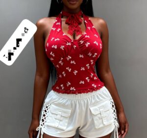 Red check sleeveless