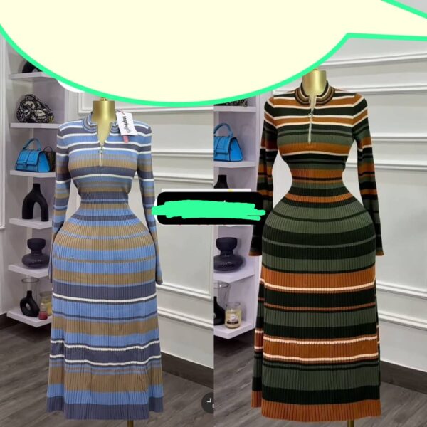 Long striped fitted dresses