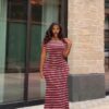 Long striped fitted dresses