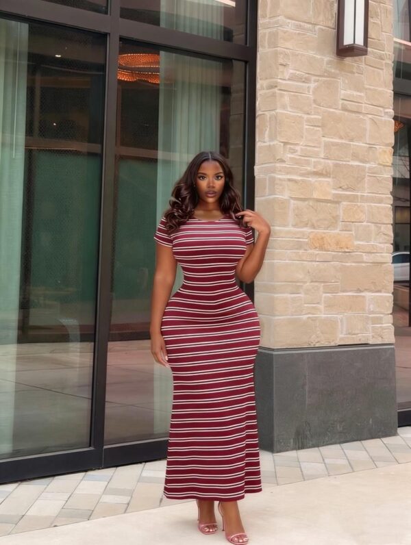 Long striped fitted dresses
