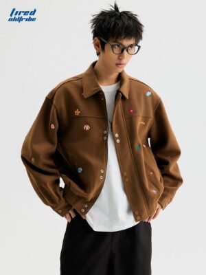 WhatsApp Image 2026-05-03 at 09.16.17 (3) Brown Embroidered Casual Jacket / Bomber Jacket